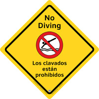 45-310 - No Diving Sign, indoor, Eng./Sp., 23"